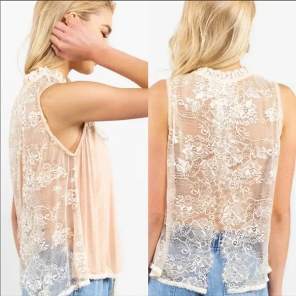 3/$20 POL Peach Lace Tank​​​​​—LAST - Picture 3 of 6